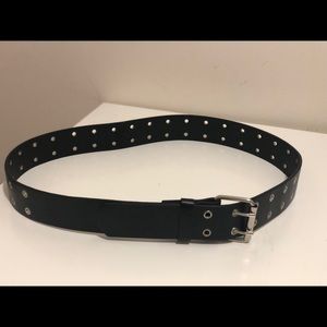 Grommet Black PU Leather Belt